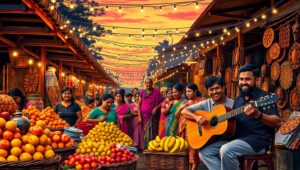 Dusk at the Vibrant Market – free AI stock image