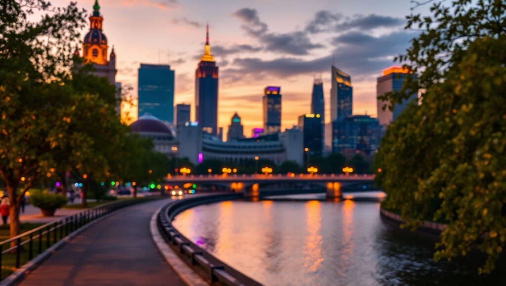 Dusk City Dreams in Bokeh – free AI stock image