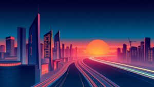 Dusk City Skyline in Vector – free AI stock image