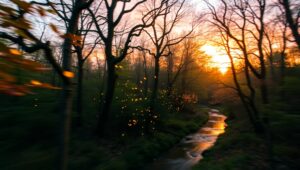 Dusk in a Dreamy Forest – free AI stock image