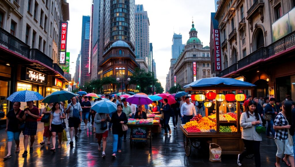 Dusk Life: A City Street Portrait – free AI stock image