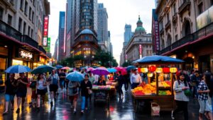 Dusk Life: A City Street Portrait – free AI stock image