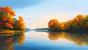 Dusk Reflections on Serene Waters – free AI stock image