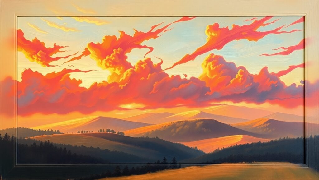 Dusk Serenity: A Vibrant Landscape – free AI stock image