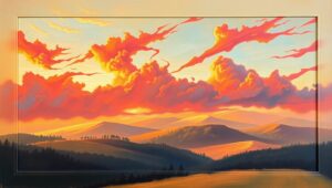 Dusk Serenity: A Vibrant Landscape – free AI stock image