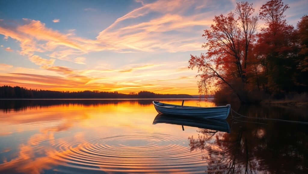 Dusk Serenity at the Lakeside – free AI stock image