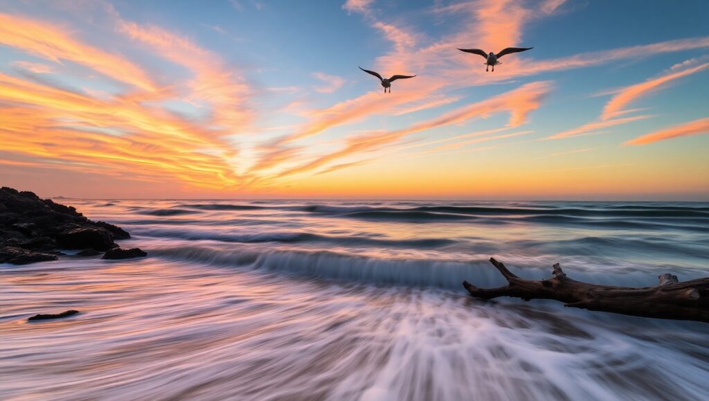 Dusk Serenity by the Coast – free AI stock image