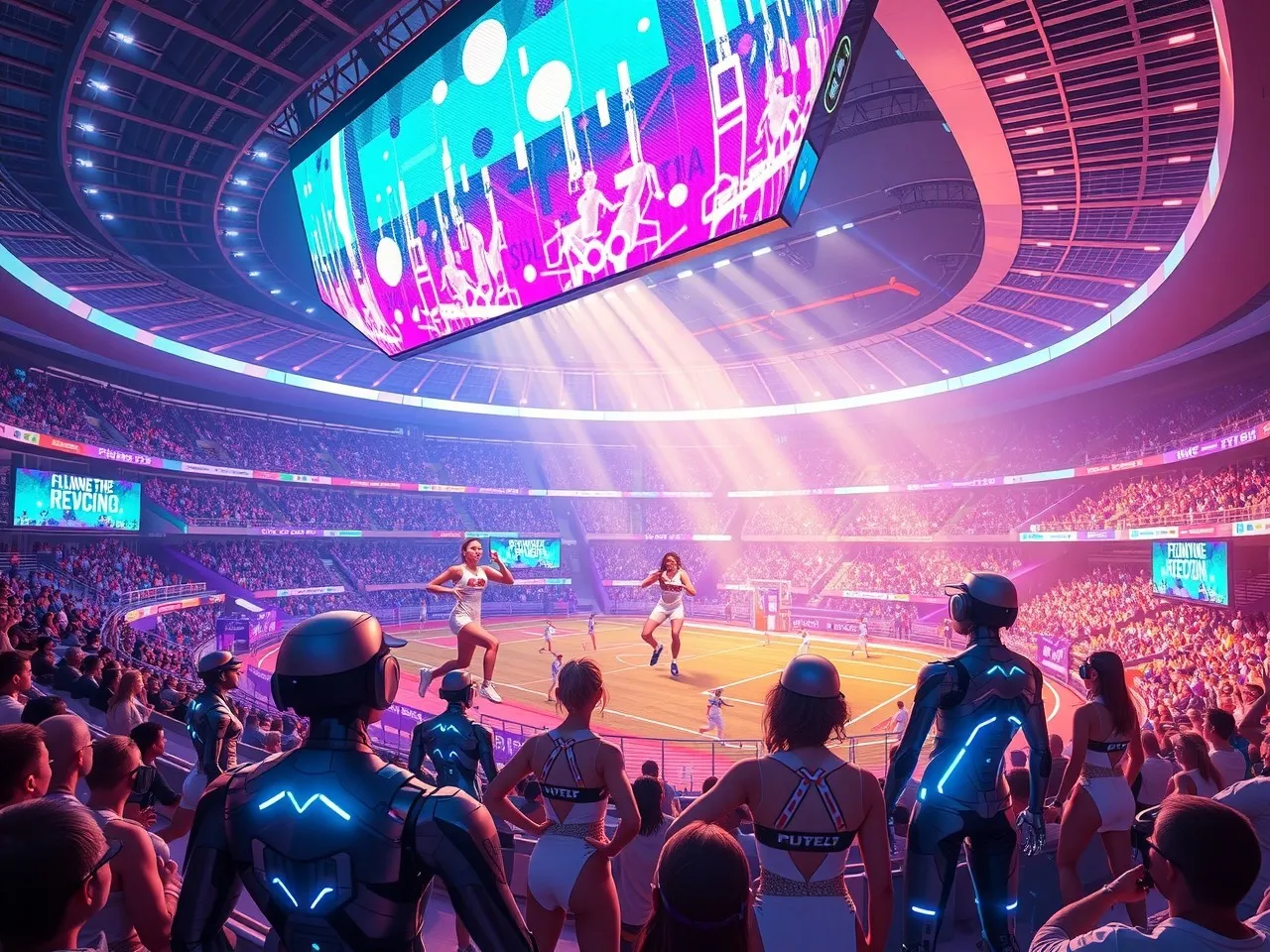 Dynamic Action in a Futuristic Sports Arena