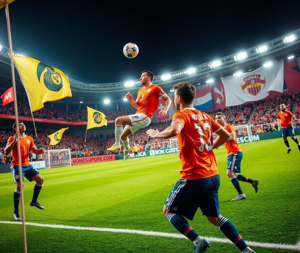 Dynamic Action in a Soccer Match – free AI stock image