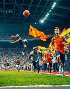 Dynamic Action in Competitive Sports Arena – free AI stock image
