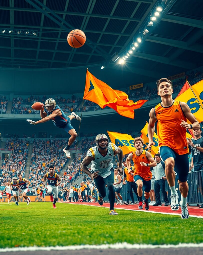 Dynamic Action in Competitive Sports Arena – free AI stock image