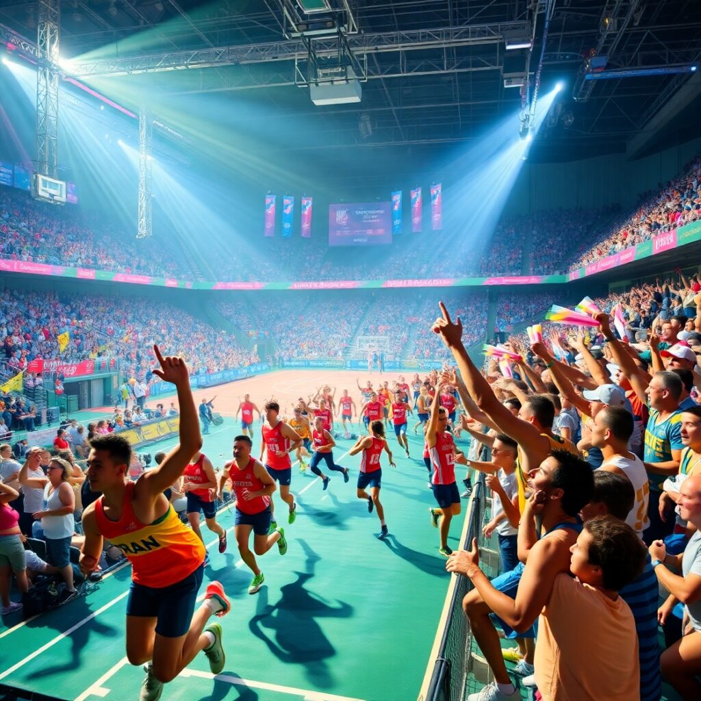 Dynamic Action in Competitive Sports Arena – free AI stock image