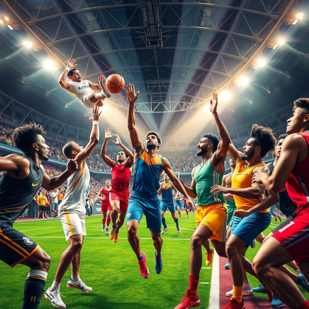 Dynamic Action in Competitive Sports Arena – free AI stock image