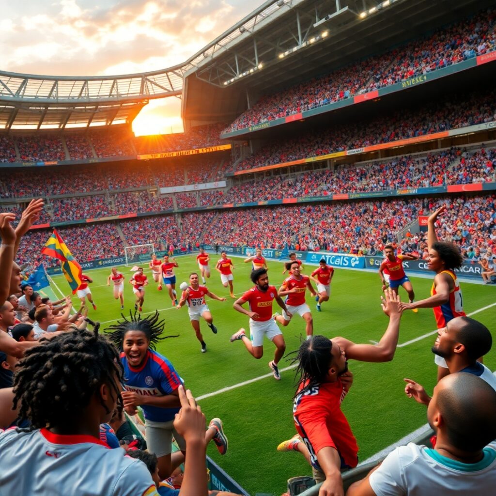 Dynamic Action in Competitive Sports Arena – free AI stock image