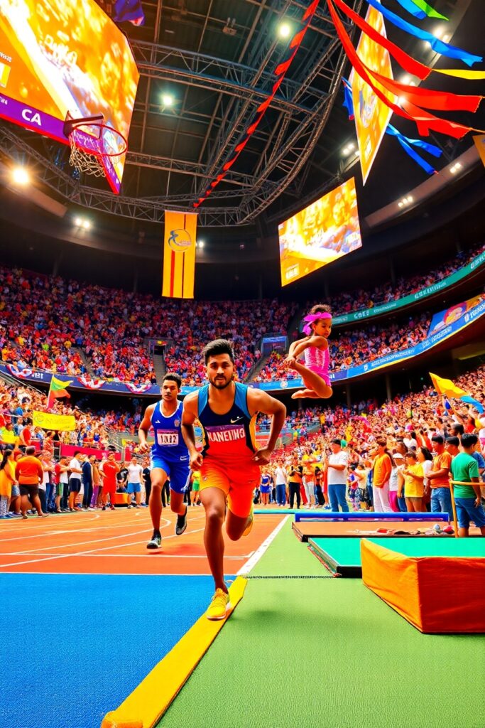 Dynamic Action in Competitive Sports Arena – free AI stock image