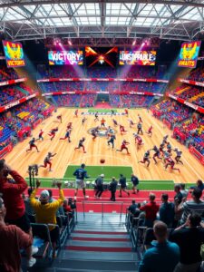 Dynamic Action in Competitive Sports Arena – free AI stock image
