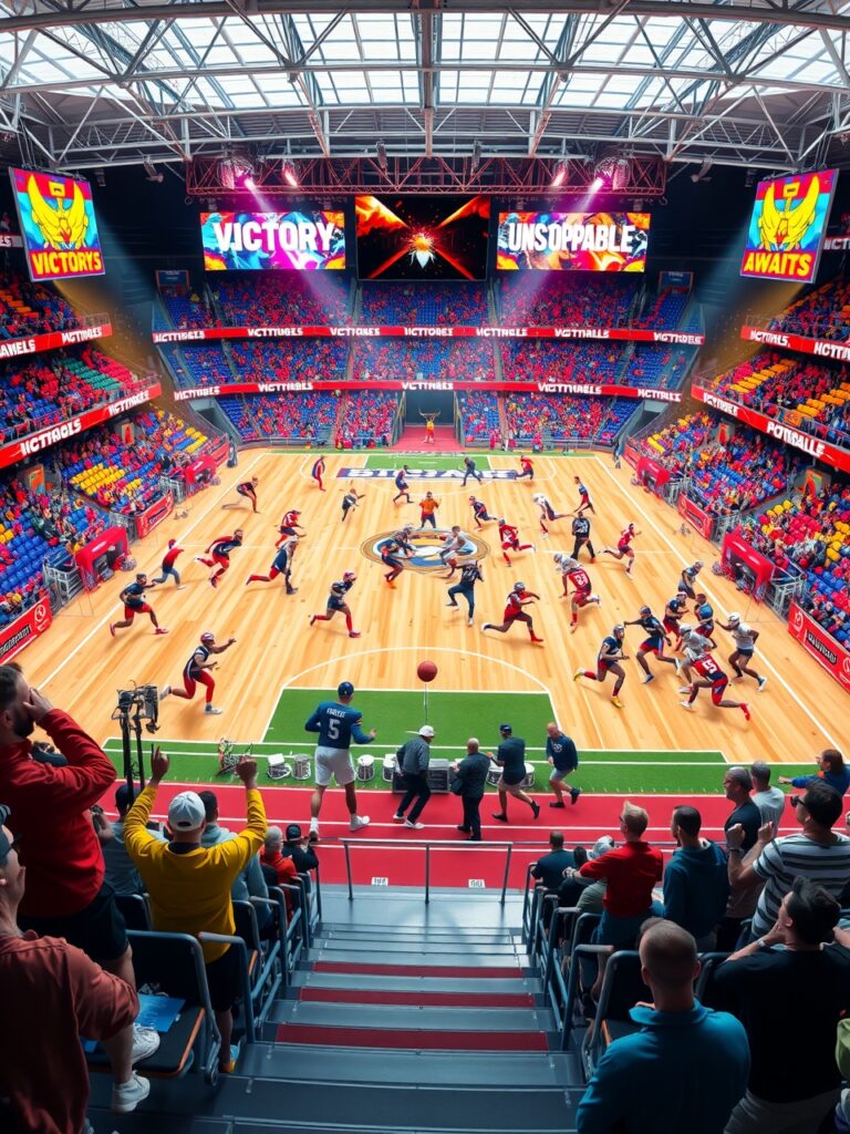 Dynamic Action in Competitive Sports Arena – free AI stock image