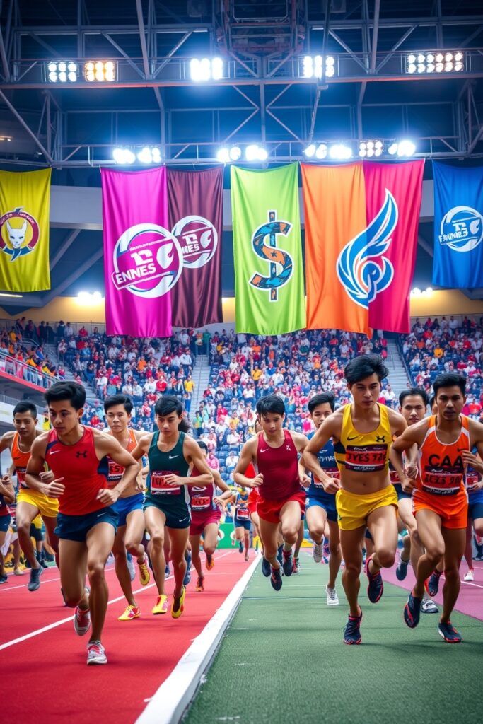 Dynamic Action in Competitive Sports Environment – free AI stock image