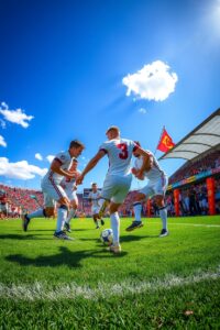 Dynamic Action in Football Game – free AI stock image