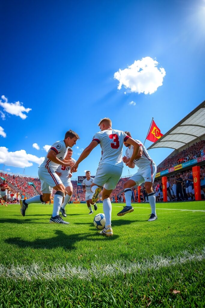 Dynamic Action in Football Game – free AI stock image