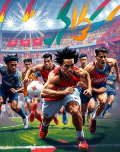 Dynamic Action in Sports Competition – free AI stock image