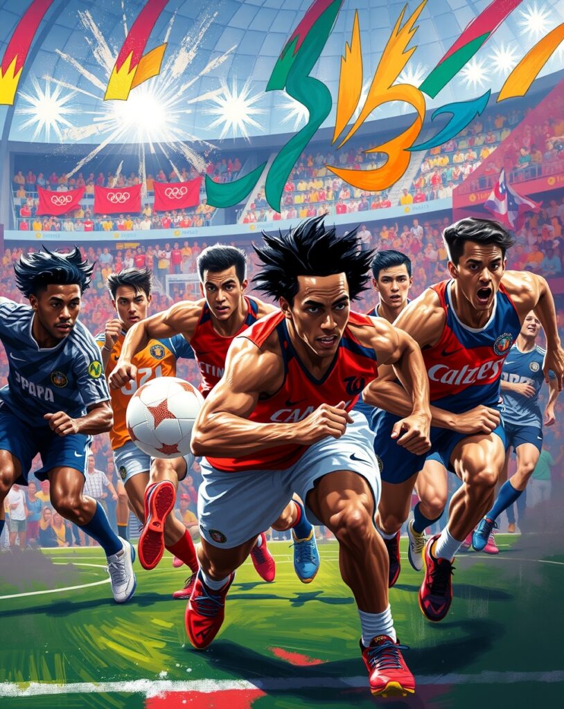 Dynamic Action in Sports Competition – free AI stock image