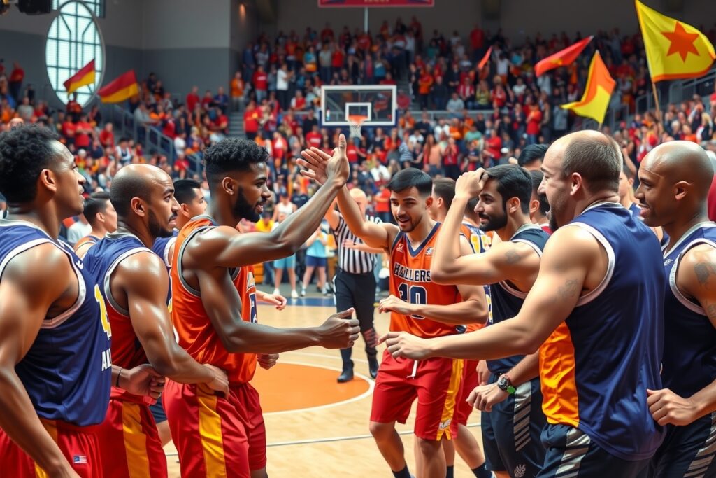 Dynamic Action in Team Sports Arena – free AI stock image