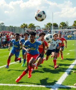 Dynamic Action in Team Sports Competition – free AI stock image