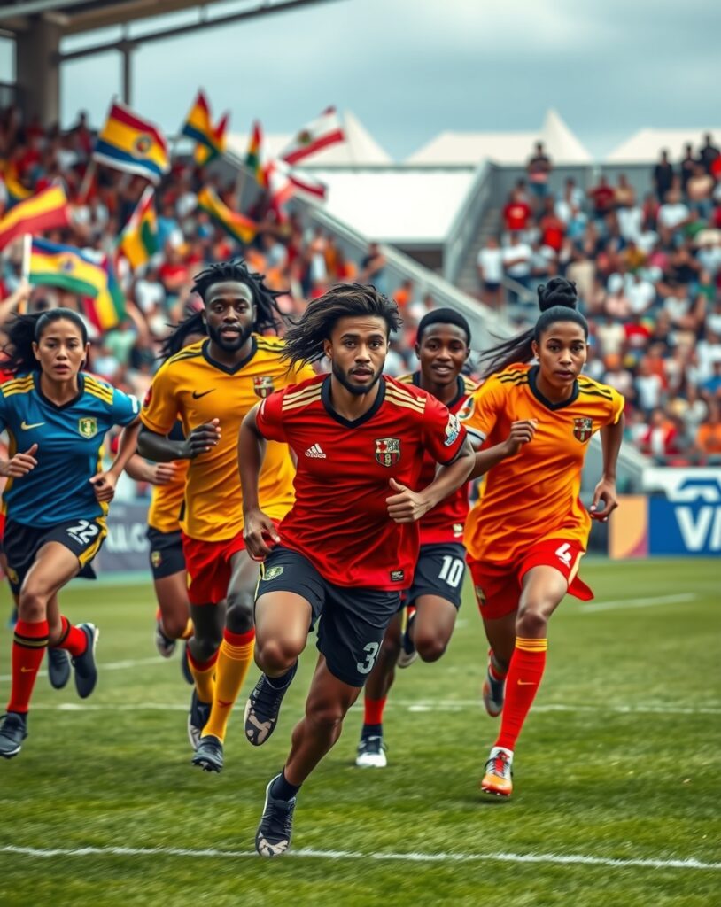 Dynamic Action in Team Sports Competition – free AI stock image