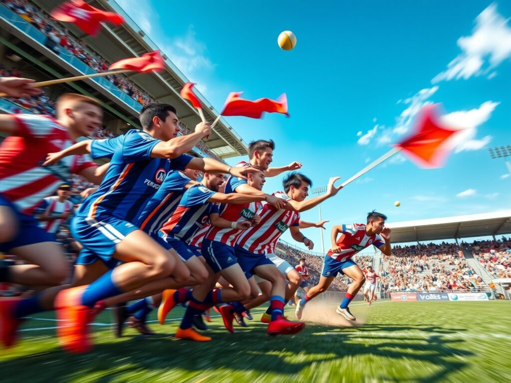 Dynamic Action in Team Sports Competition – free AI stock image