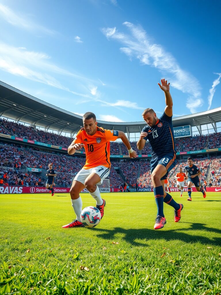Dynamic Action Shot of a Soccer Game – free AI stock image