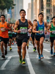 Dynamic Athletes Competing in a Marathon – free AI stock image