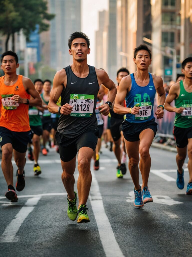 Dynamic Athletes Competing in a Marathon – free AI stock image