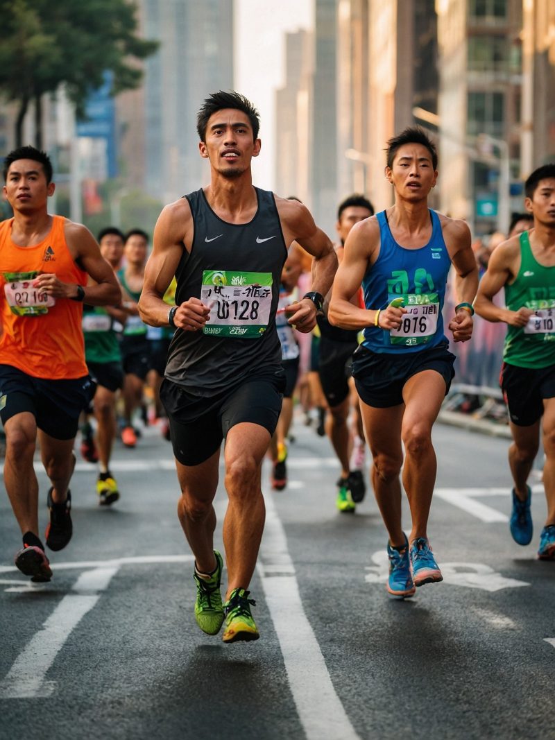 Dynamic Athletes Competing in a Marathon – free AI stock image