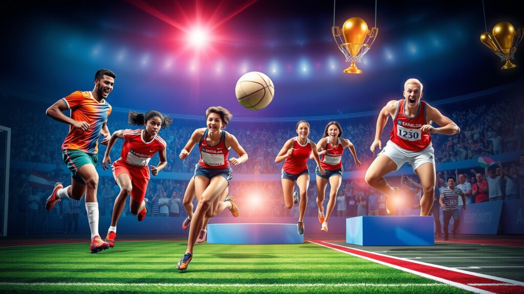 Dynamic Athletes Competing in Various Sports – free AI stock image