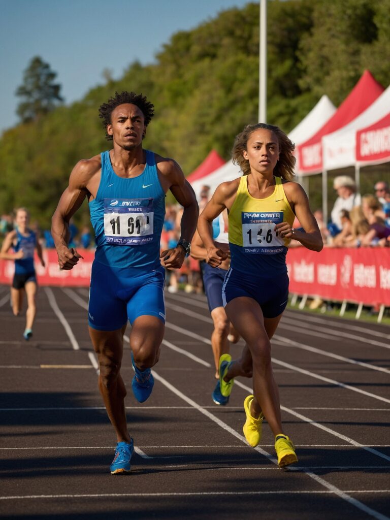 Dynamic Athletes Competing on a Track – free AI stock image