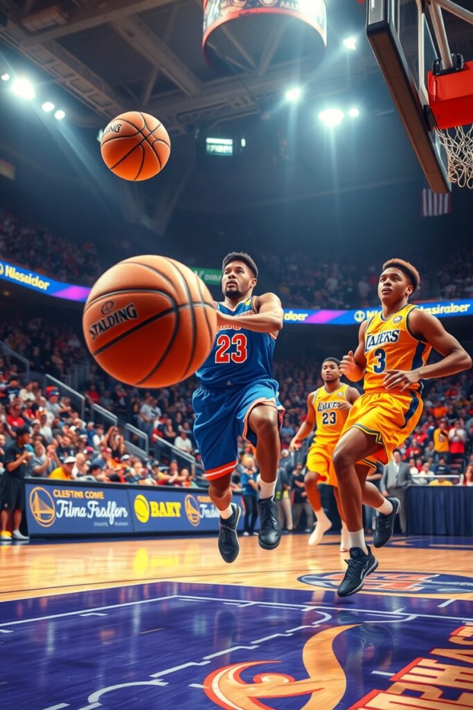 Dynamic Basketball Game in Action – free AI stock image