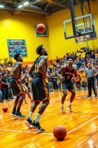 Dynamic Basketball Game in Action – free AI stock image