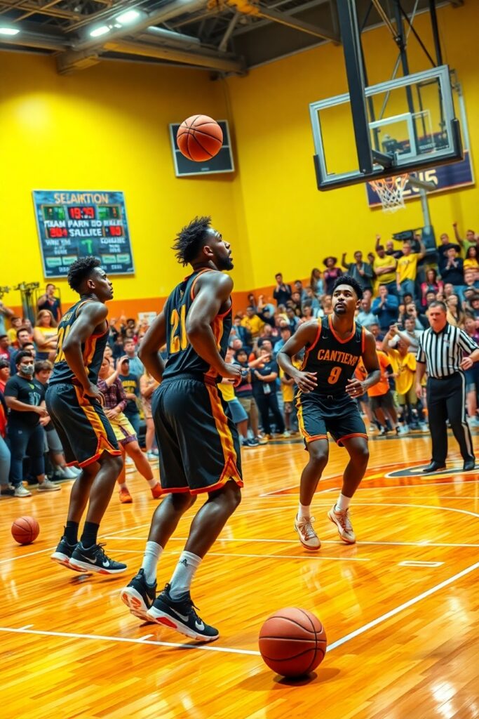 Dynamic Basketball Game in Action – free AI stock image