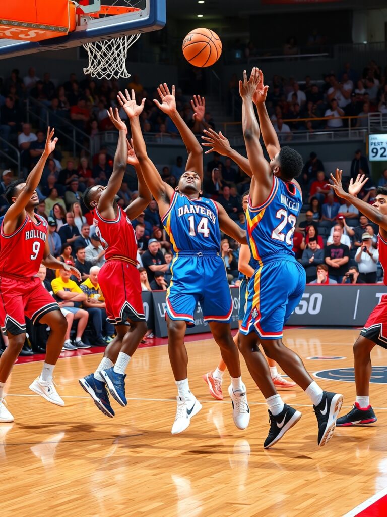 Dynamic Basketball Game in Action – free AI stock image