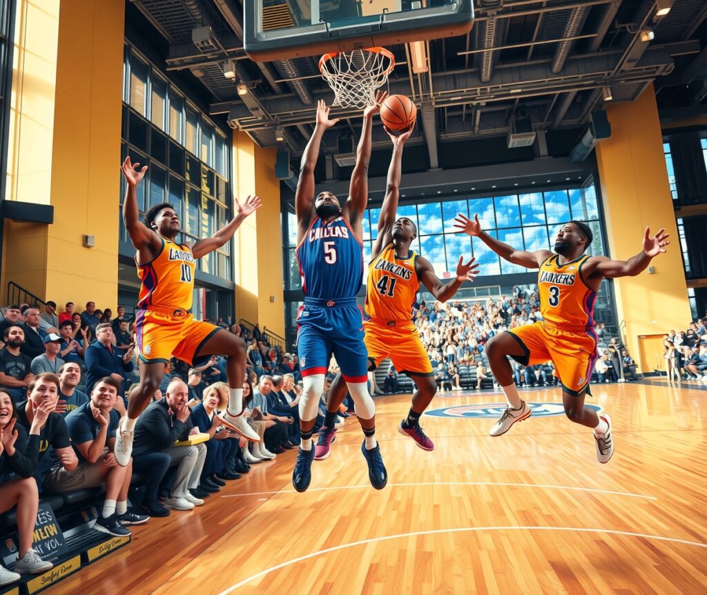 Dynamic Basketball Game in Motion – free AI stock image
