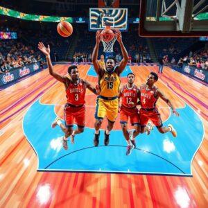 Dynamic Basketball Players in Action – free AI stock image