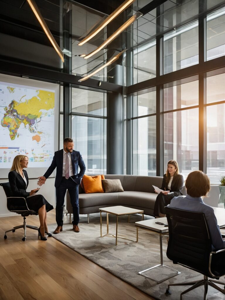 Dynamic Business Meeting in a Modern Office – free AI stock image