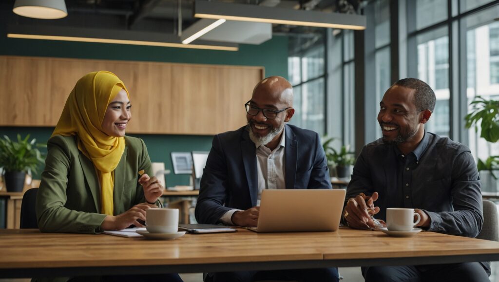 Dynamic Business Team Collaborating in Office – free AI stock image
