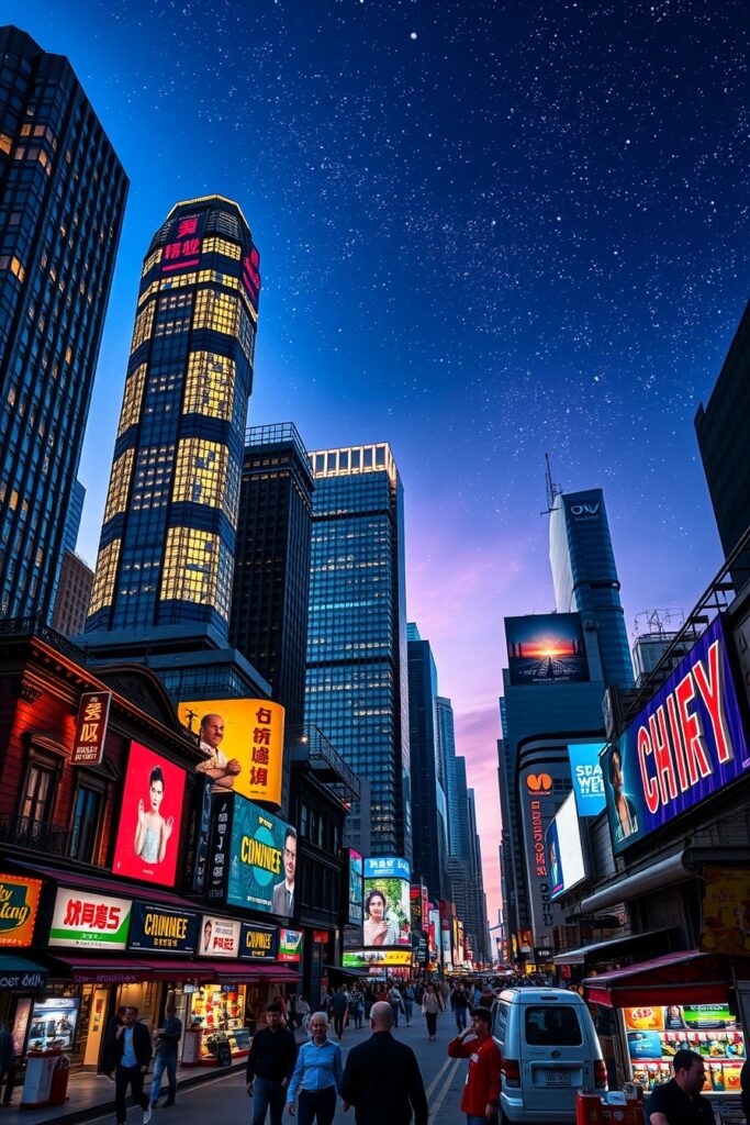Dynamic Cityscape at Dusk – free AI stock image
