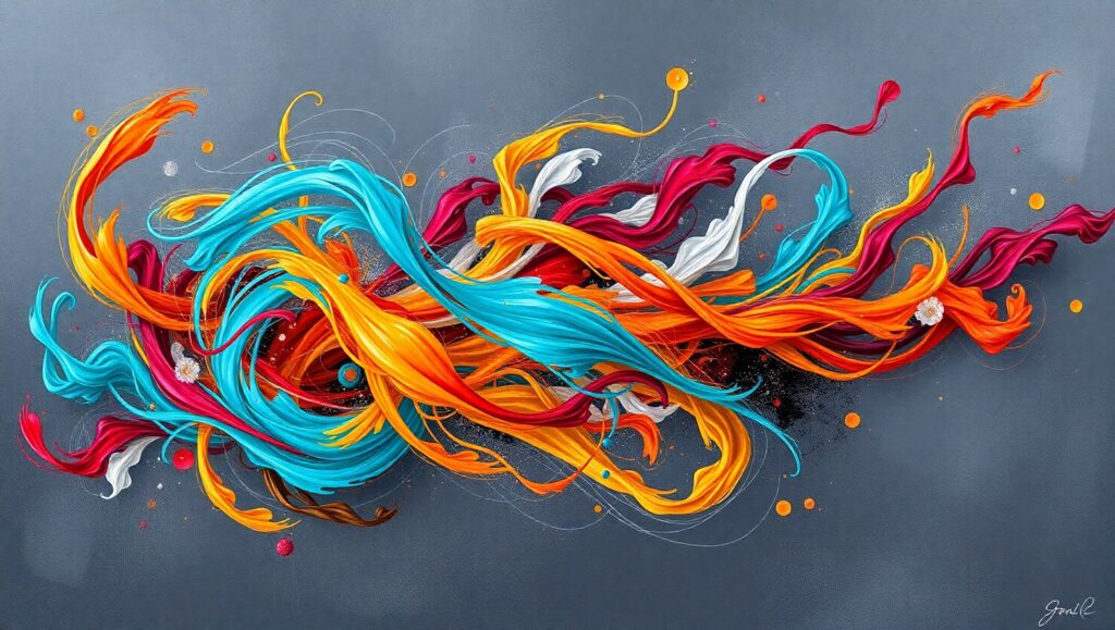 Dynamic Color Swirl in Abstract Form – free AI stock image