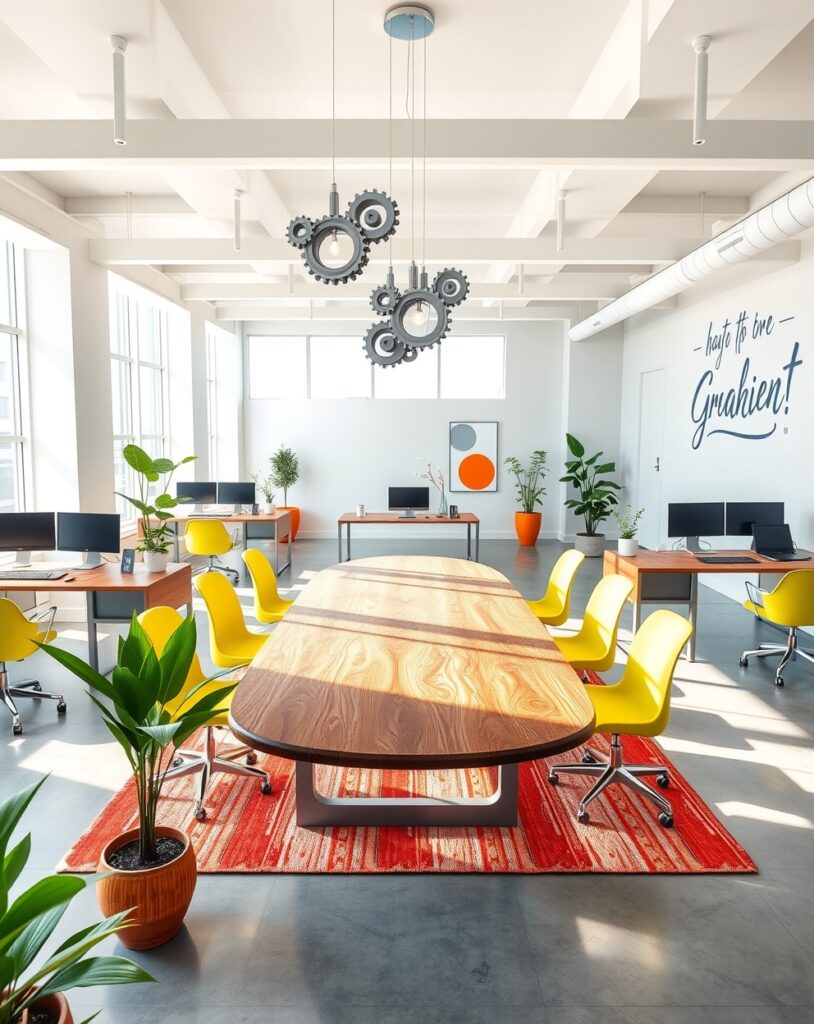 Dynamic Modern Office Workspace Setup – free AI stock image