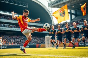 Dynamic Moment in a Soccer Game – free AI stock image