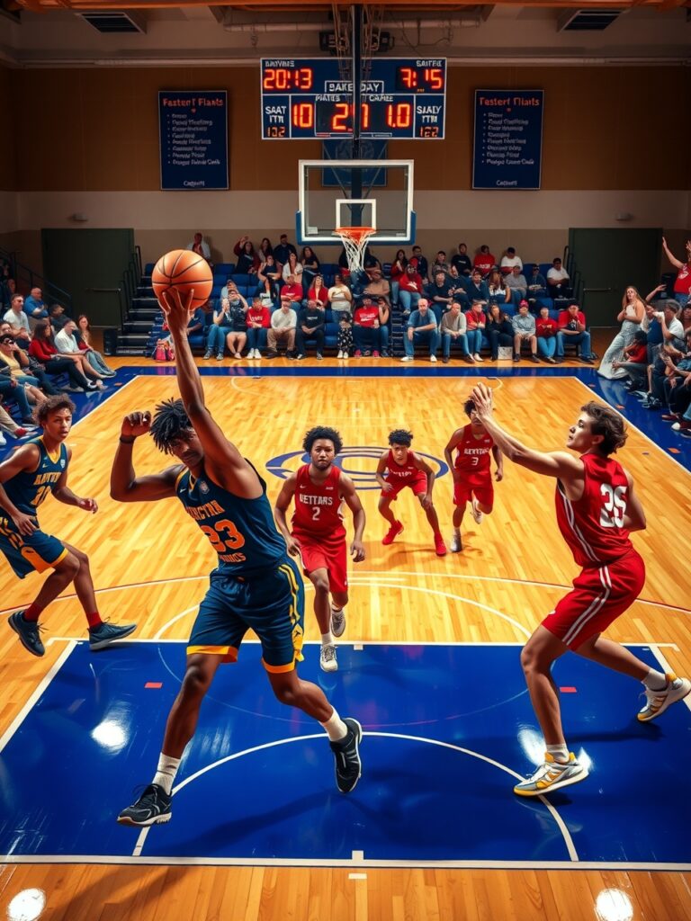 Dynamic Players Competing in a Basketball Game – free AI stock image