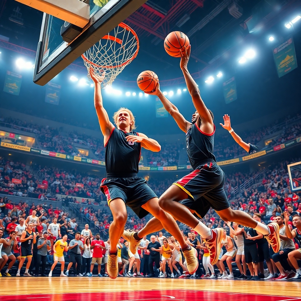Dynamic Scene of a Basketball Game – free AI stock image